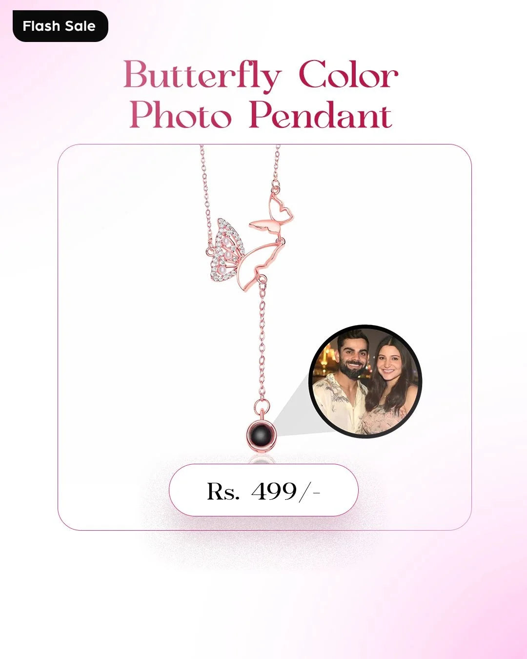 🦋 Butterfly Color Photo Pendant – A Memory That Flutters With Love 🦋