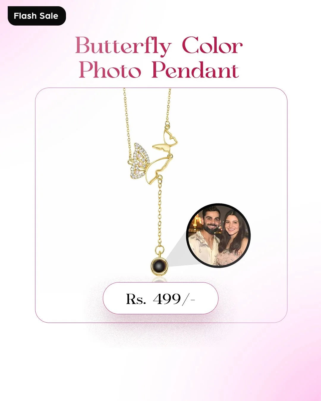 🦋 Butterfly Color Photo Pendant – A Memory That Flutters With Love 🦋